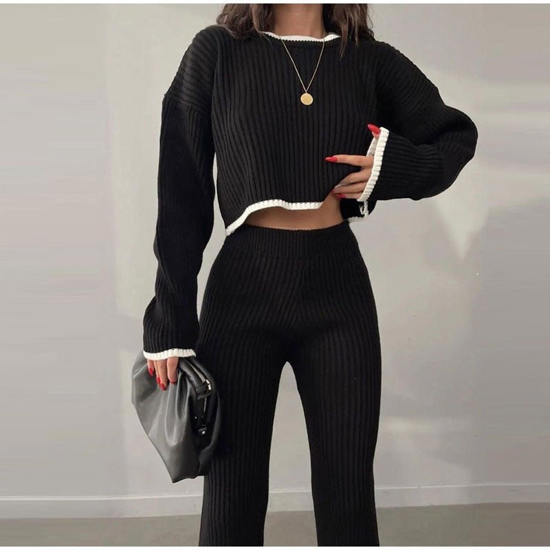 Ensemble Top Court à Manches Longues et Pantalon Taille Haute pour Femme | Idéal pour le Quotidien