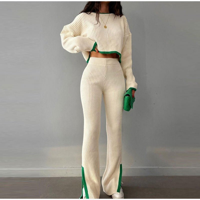 Ensemble Top Court à Manches Longues et Pantalon Taille Haute pour Femme | Idéal pour le Quotidien