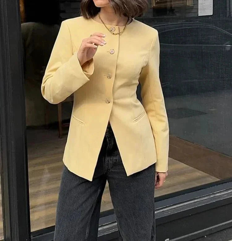 Blazer À Manches Longues Avec Coupe Structurée Pour Femme | Idéal Pour Le Travail Et Les Sorties
