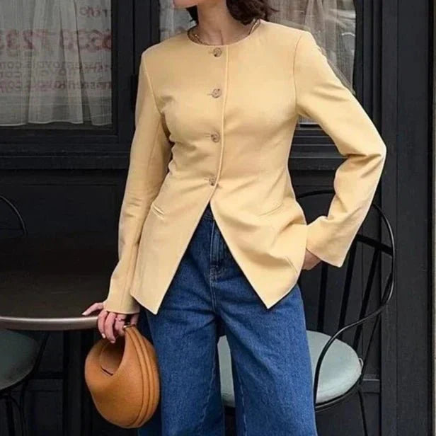 Blazer À Manches Longues Avec Coupe Structurée Pour Femme | Idéal Pour Le Travail Et Les Sorties