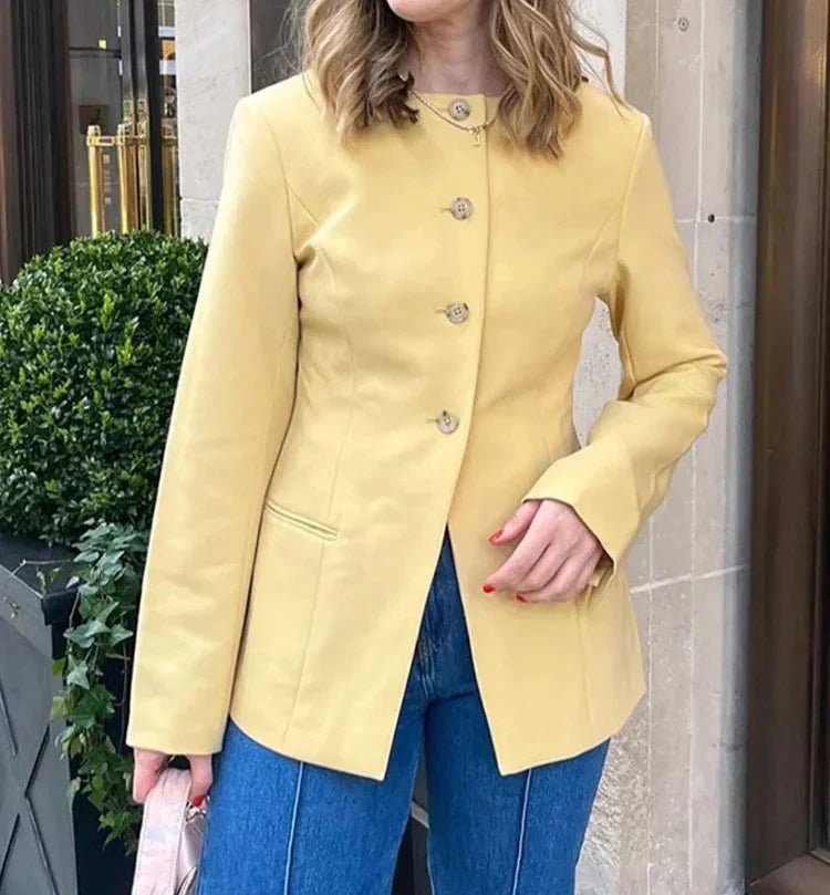 Blazer À Manches Longues Avec Coupe Structurée Pour Femme | Idéal Pour Le Travail Et Les Sorties