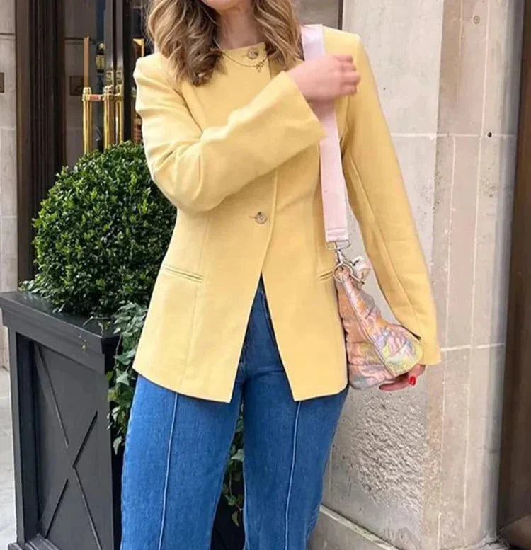 Blazer À Manches Longues Avec Coupe Structurée Pour Femme | Idéal Pour Le Travail Et Les Sorties