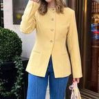 Blazer À Manches Longues Avec Coupe Structurée Pour Femme | Idéal Pour Le Travail Et Les Sorties
