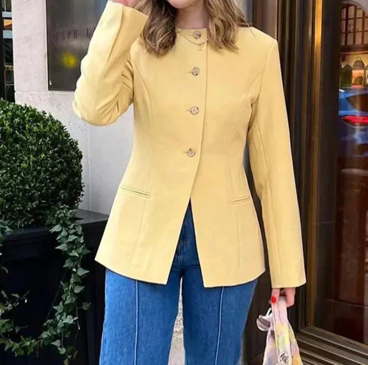 Blazer À Manches Longues Avec Coupe Structurée Pour Femme | Idéal Pour Le Travail Et Les Sorties