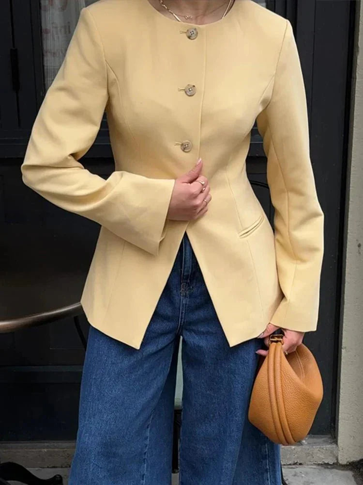 Blazer À Manches Longues Avec Coupe Structurée Pour Femme | Idéal Pour Le Travail Et Les Sorties