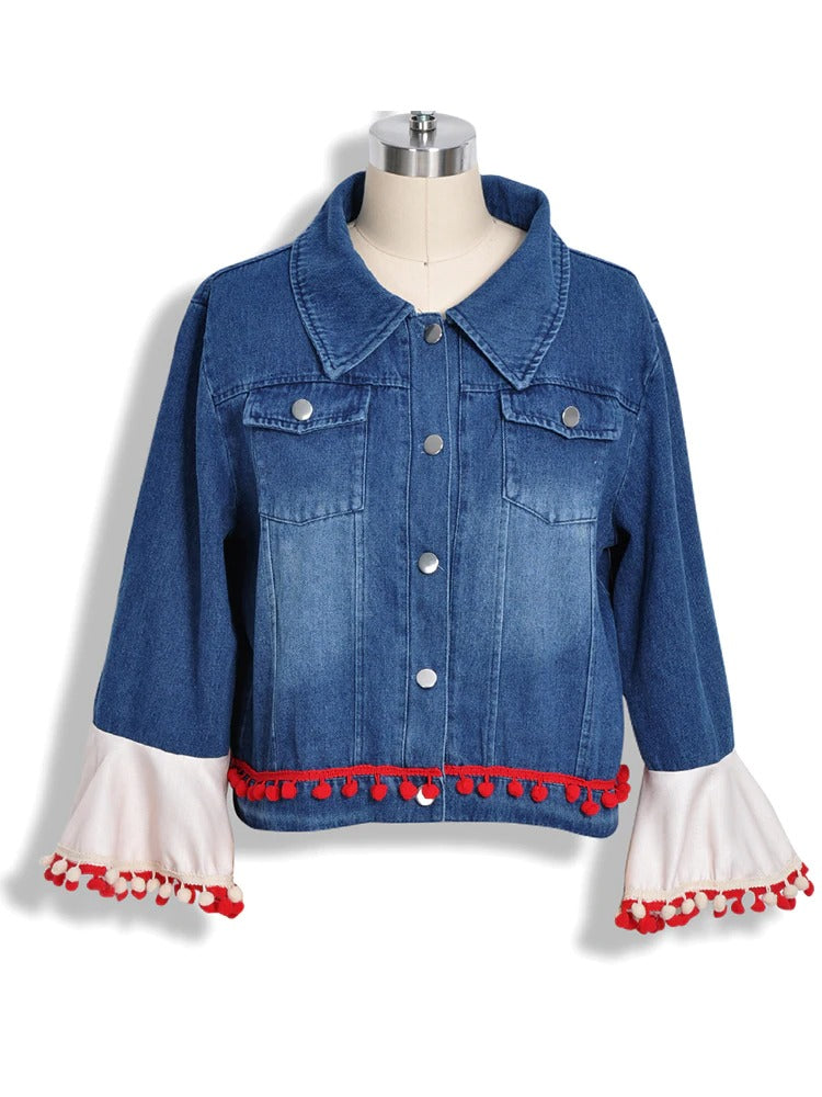 Veste Style Denim avec Col Rabattu et Manches Longues pour Femme | Idéale pour un Usage Quotidien