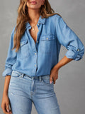 Chemise En Denim À Manches Longues Avec Coupe Ample Pour Femme | Idéal Pour Les Tenues Quotidiennes Et Décontractées