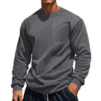 Sweatshirt Uni Avec Texture Asymétrique Et Poche Poitrine Pour Homme | Idéal Pour Le Quotidien