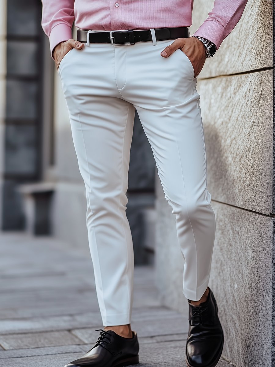 Pantalon de Costume Uni à Coupe Ajustée pour Homme | Idéal pour les Occasions Formelles