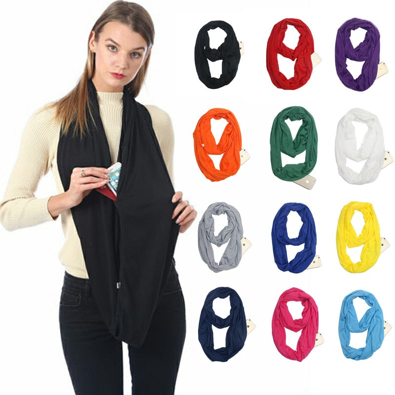 Écharpe Infinity avec Poche Zippée Discrète pour Adultes | Idéale pour les Voyages et le Quotidien
