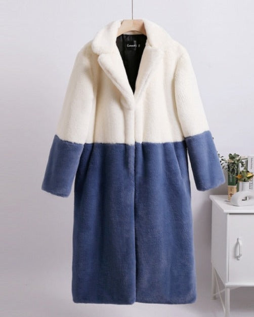 Manteau Bicolore avec Design Moderne pour Femme | Idéal pour la Saison Froide