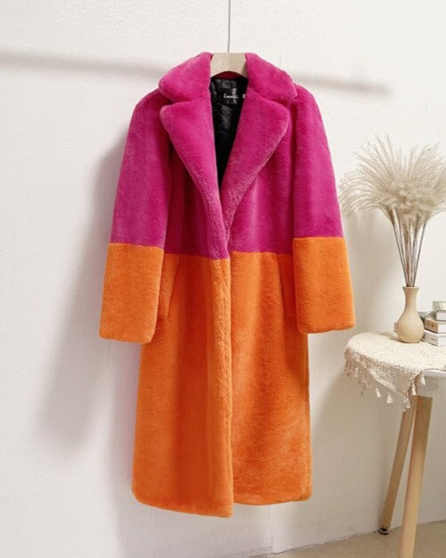 Manteau Bicolore avec Design Moderne pour Femme | Idéal pour la Saison Froide