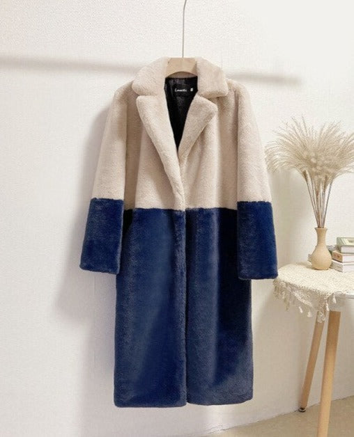 Manteau Bicolore avec Design Moderne pour Femme | Idéal pour la Saison Froide
