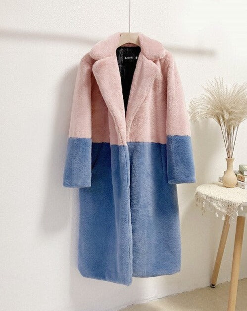 Manteau Bicolore avec Design Moderne pour Femme | Idéal pour la Saison Froide