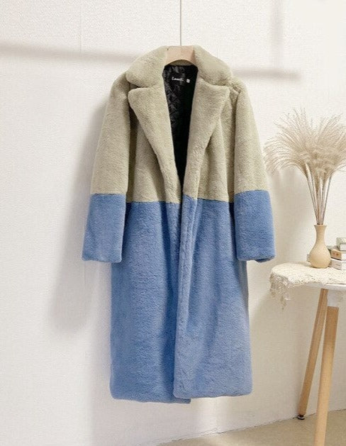 Manteau Bicolore avec Design Moderne pour Femme | Idéal pour la Saison Froide