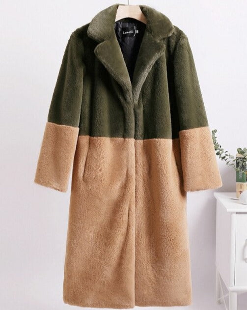 Manteau Bicolore avec Design Moderne pour Femme | Idéal pour la Saison Froide