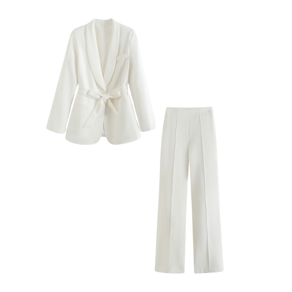 Ensemble Avec Blazer Ceinturé Et Pantalon Assorti Pour Femme | Idéal Pour La Mi-Saison Et Un Usage Quotidien