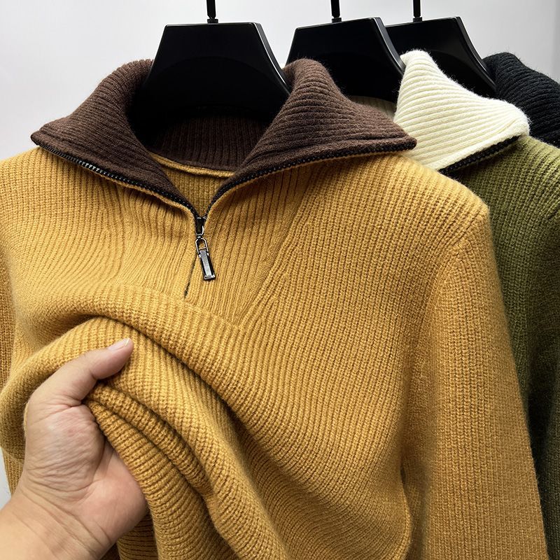 Pull à Col Montant avec Fermeture Demi-Zip pour Adulte | Idéal pour l’Automne et l’Hiver