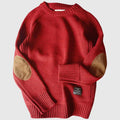 Pull en Maille Épaisse pour Hommes avec Coudières Contrastantes | Idéal pour l’Automne et l’Hiver