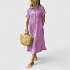 Robe Chemise Midi à Rayures avec Coupe Décontractée pour Femme | Idéale pour Usage Quotidien et Loisirs