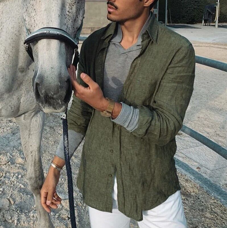 Chemise Décontractée À Manches Longues Avec Coupe Standard Pour Homme | Idéale Pour Usage Quotidien