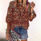 Blouse à Manches Courtes avec Imprimé et Fermeture Boutonnée pour Femme | Idéale pour la Saison Estivale