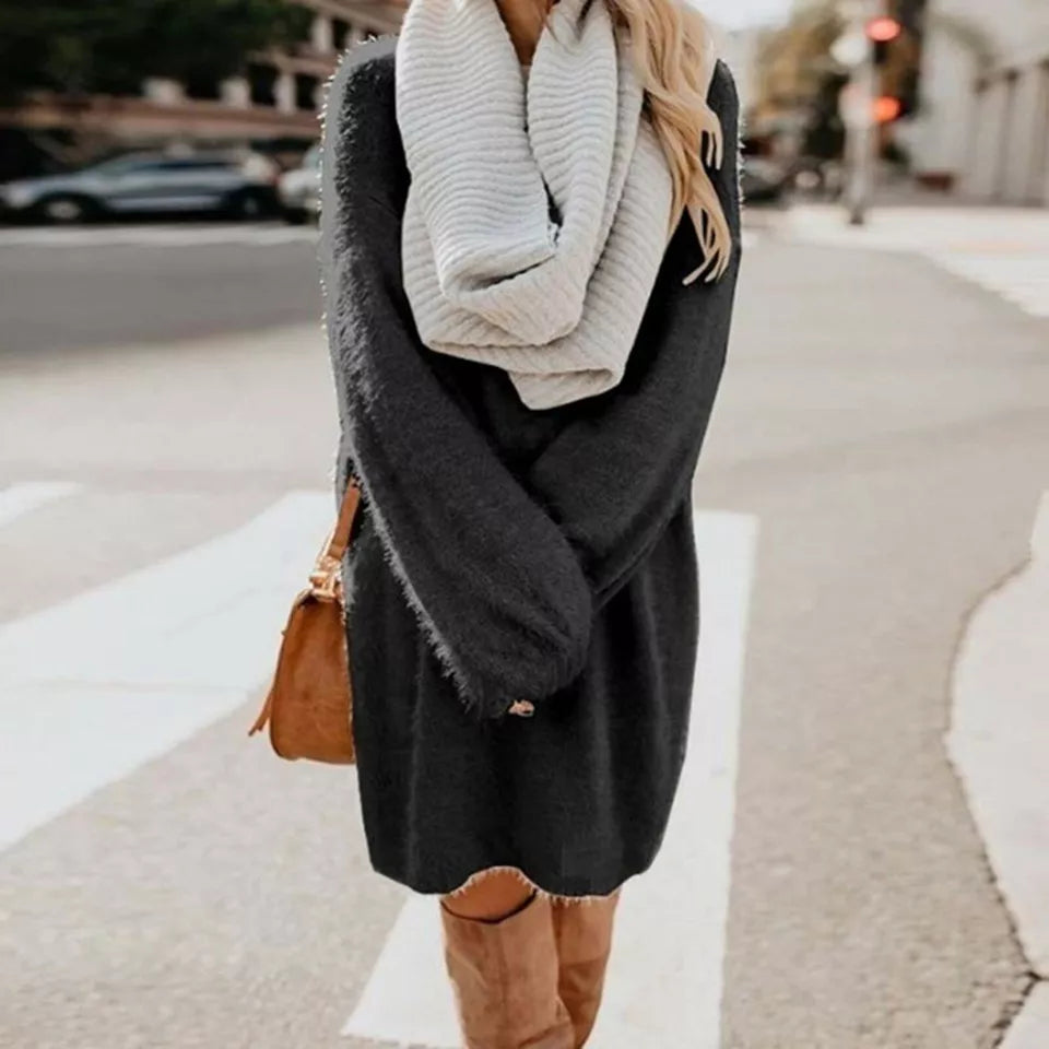 Robe Pull À Manches Longues Avec Coupe Trapèze Pour Femmes | Idéale Pour Saison Hivernale