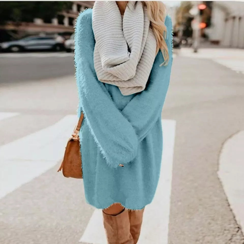 Robe Pull À Manches Longues Avec Coupe Trapèze Pour Femmes | Idéale Pour Saison Hivernale