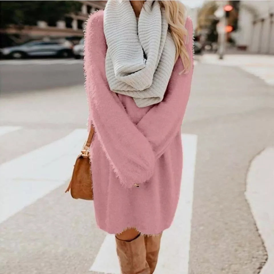 Robe Pull À Manches Longues Avec Coupe Trapèze Pour Femmes | Idéale Pour Saison Hivernale