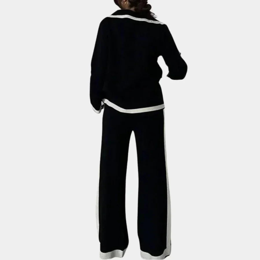 Ensemble Deux Pièces avec Crop Top Et Pantalon Taille Haute pour Femme | Idéal pour Tenue Décontractée Ou Soirée