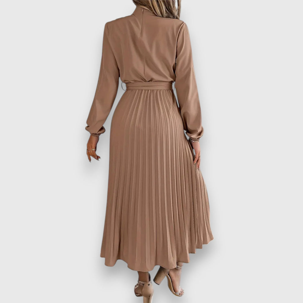 Robe Midi Avec Jupe Plissée Et Manches Longues Pour Femme | Idéal Pour Occasions Formelles