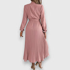 Robe Midi Avec Jupe Plissée Et Manches Longues Pour Femme | Idéal Pour Occasions Formelles