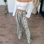 Pantalon Évasé À Motif pour Femme | Idéal pour Les Tenues Quotidiennes Et Les Sorties