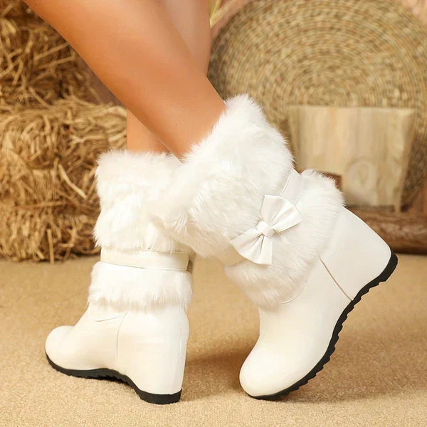 Bottes D’hiver À Semelle Épaisse Avec Détails Nœud Pour Femme | Idéales Pour La Saison Froide