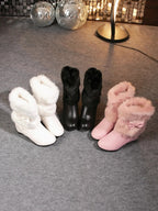 Bottes D’hiver À Semelle Épaisse Avec Détails Nœud Pour Femme | Idéales Pour La Saison Froide