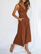 Combinaison Sans Manches Avec Jambes Larges Et Taille Élastique Pour Femmes | Idéale Pour Usage Quotidien Et Saisons Chaudes