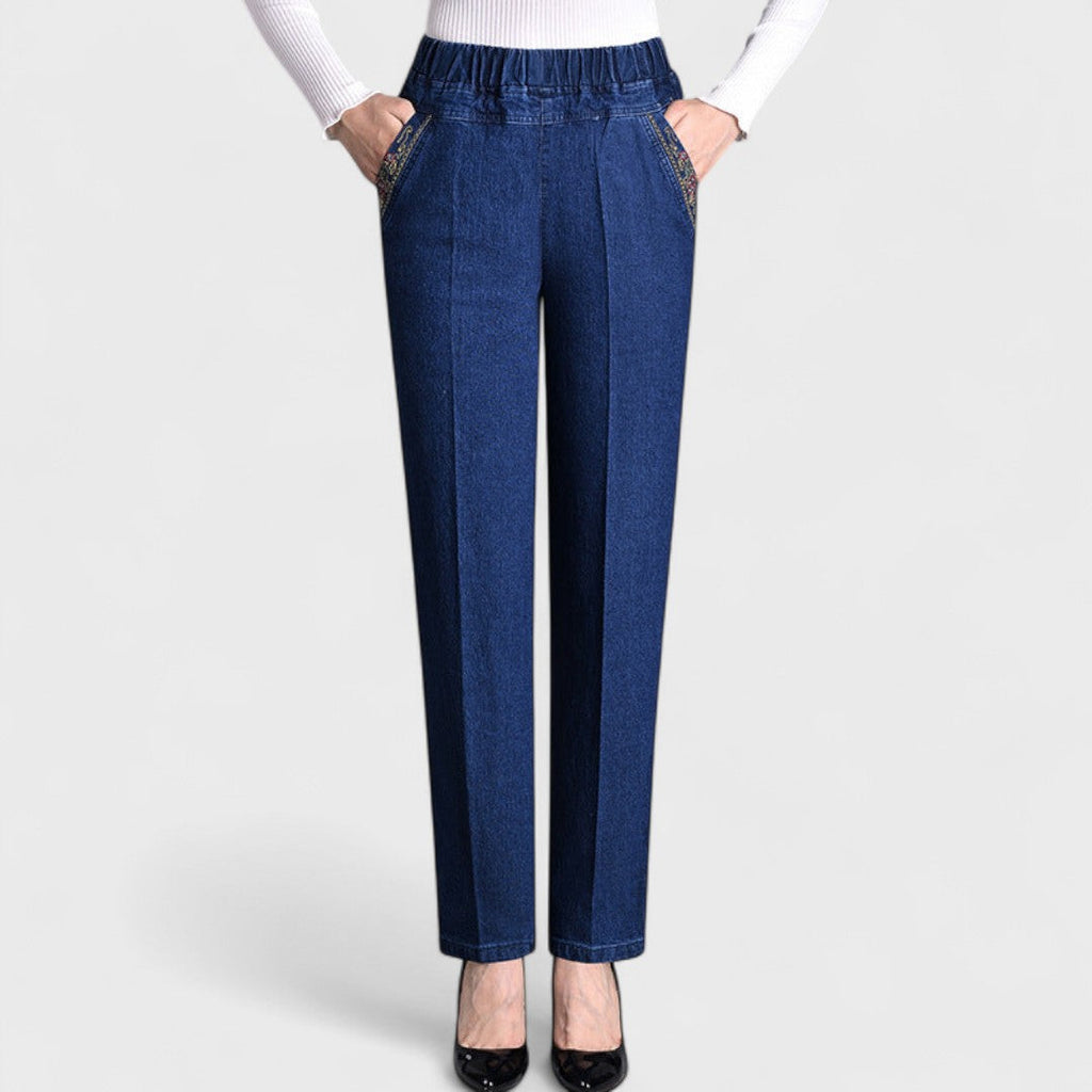 Jean à Taille Élastique avec Poches Latérales pour Femme | Idéal pour un Usage Quotidien