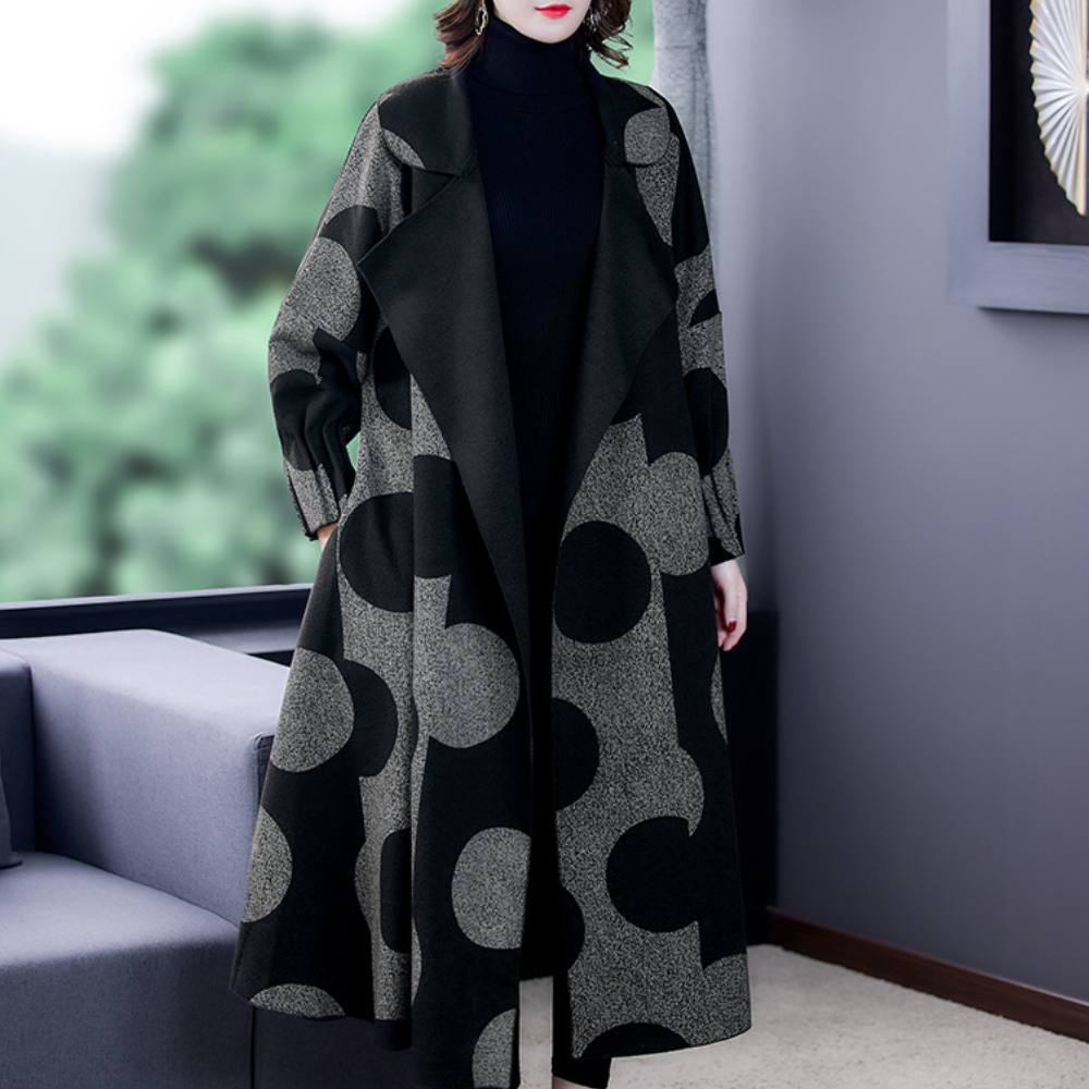Manteau Long À Pois avec Ceinture pour Femme | Idéal pour L’Hiver