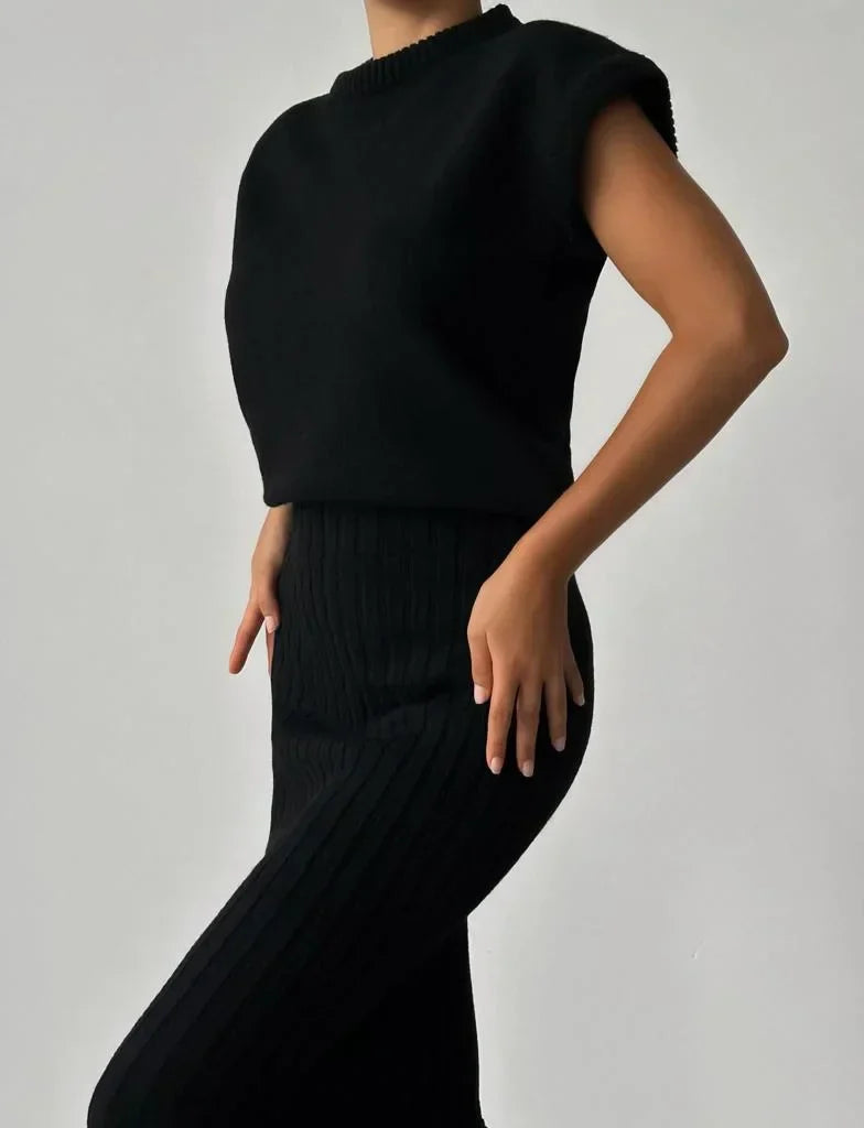 Ensemble en Maille avec Cardigan et Jupe pour Femme | Idéal pour Événements et Réunions