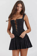 Robe Mini Noire avec Plis pour Femme | Idéale pour les Soirées et Réunions Formelles