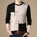 Pull À Motif Graphique Contrasté Avec Coupe Ajustée Pour Homme | Idéal Pour Le Bureau Et Les Sorties