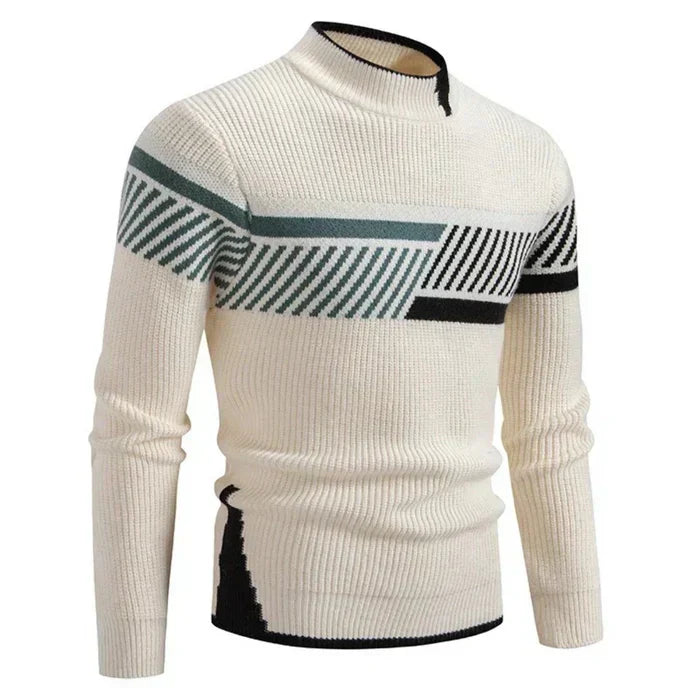 Pull à Col Montant pour Homme avec Motif Géométrique | Idéal pour l’Hiver
