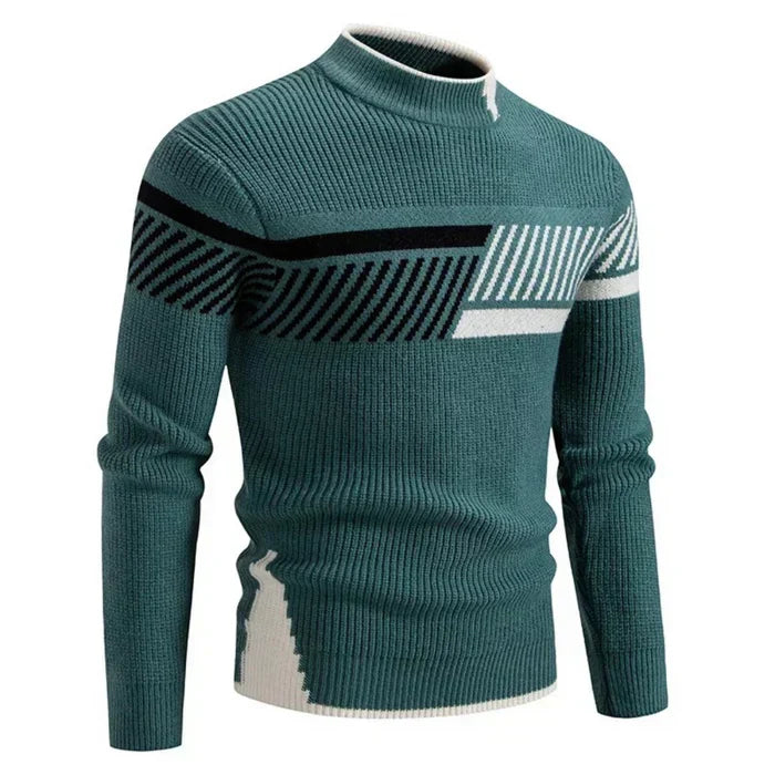 Pull à Col Montant pour Homme avec Motif Géométrique | Idéal pour l’Hiver