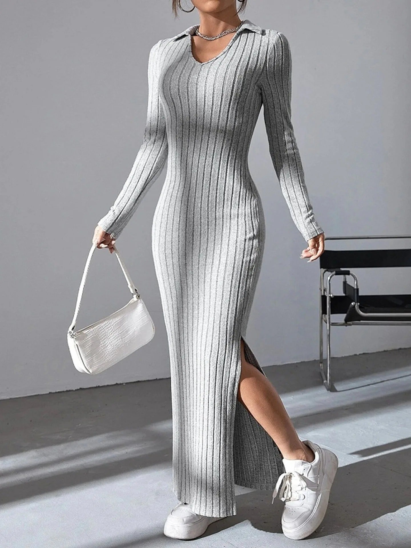 Robe Ajustée À Manches Longues Avec Coupe Près Du Corps Pour Femme | Idéale Pour Un Usage Quotidien