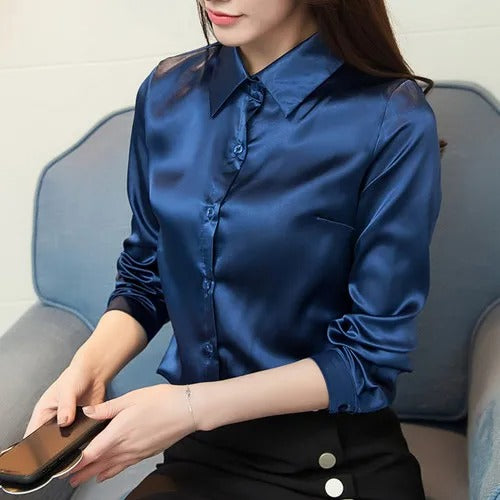 Blouse À Manches Longues Avec Col Classique Et Fermeture À Boutons Pour Femme | Idéal Pour Usage Quotidien