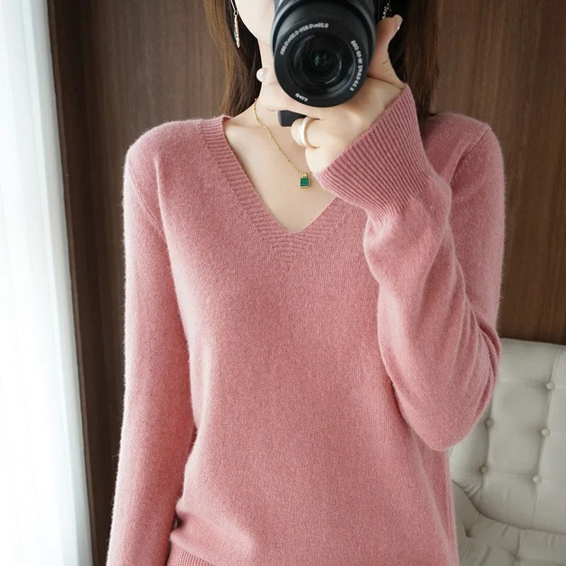 Pull À Col En V Avec Manches Longues Pour Femme | Idéal Pour La Mi-Saison