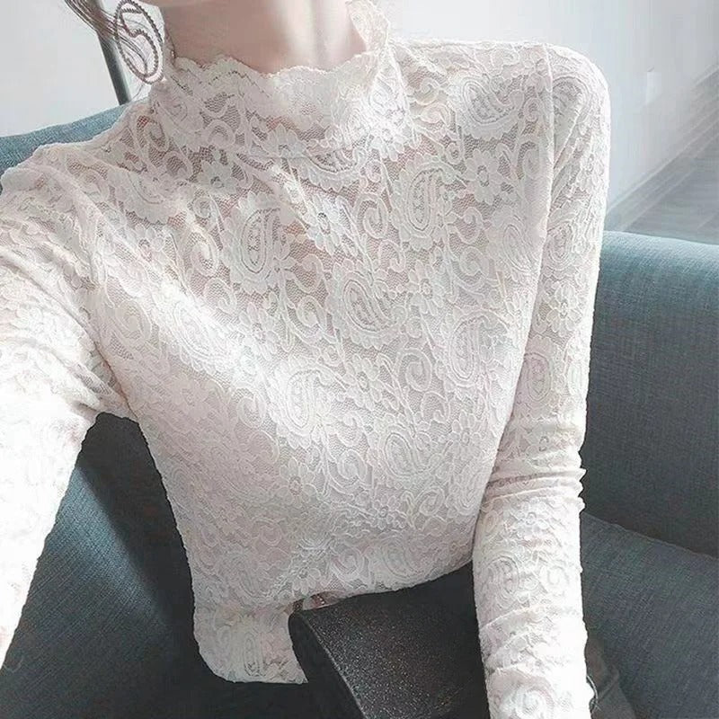 Haut À Manches Longues Et Col Montant Avec Détails Décoratifs Pour Femme | Idéal Pour Le Quotidien Et Les Occasions