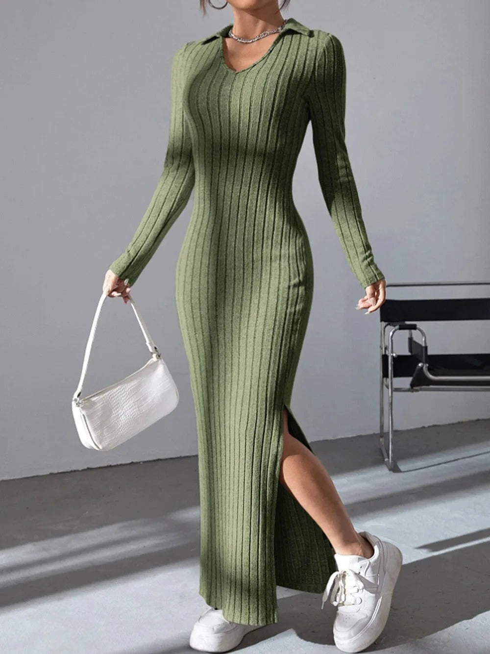 Robe Ajustée À Manches Longues Avec Coupe Près Du Corps Pour Femme | Idéale Pour Un Usage Quotidien