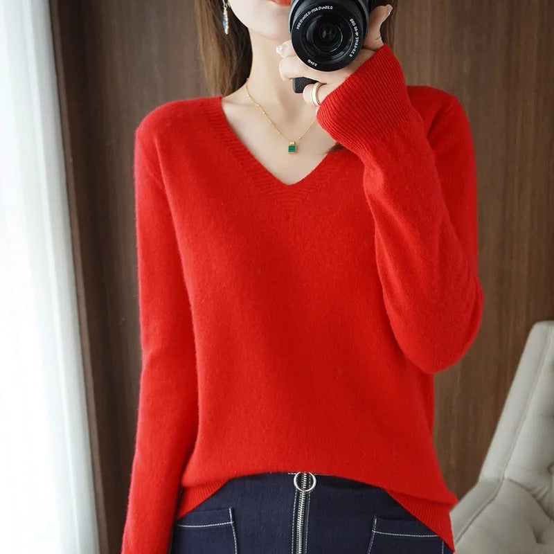 Pull À Col En V Avec Manches Longues Pour Femme | Idéal Pour La Mi-Saison