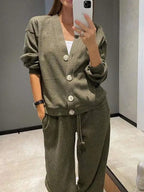 Ensemble Veste et Pantalon à Taille Élastique pour Femme | Idéal pour le Quotidien et le Bureau